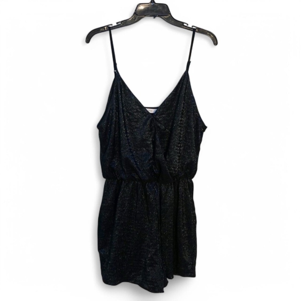 💚 LUSH Black Shiny/Metallic Sleeveless Romper